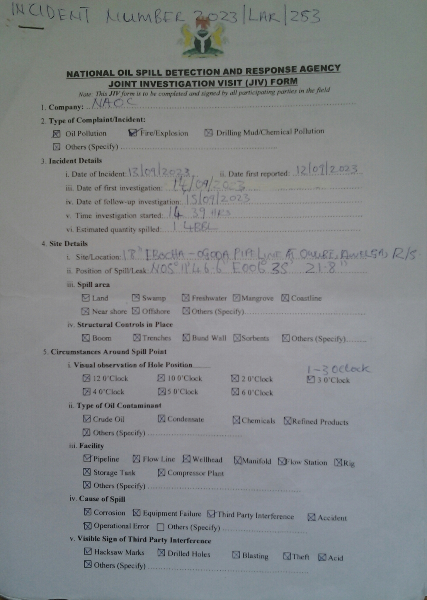 JIV Form 1